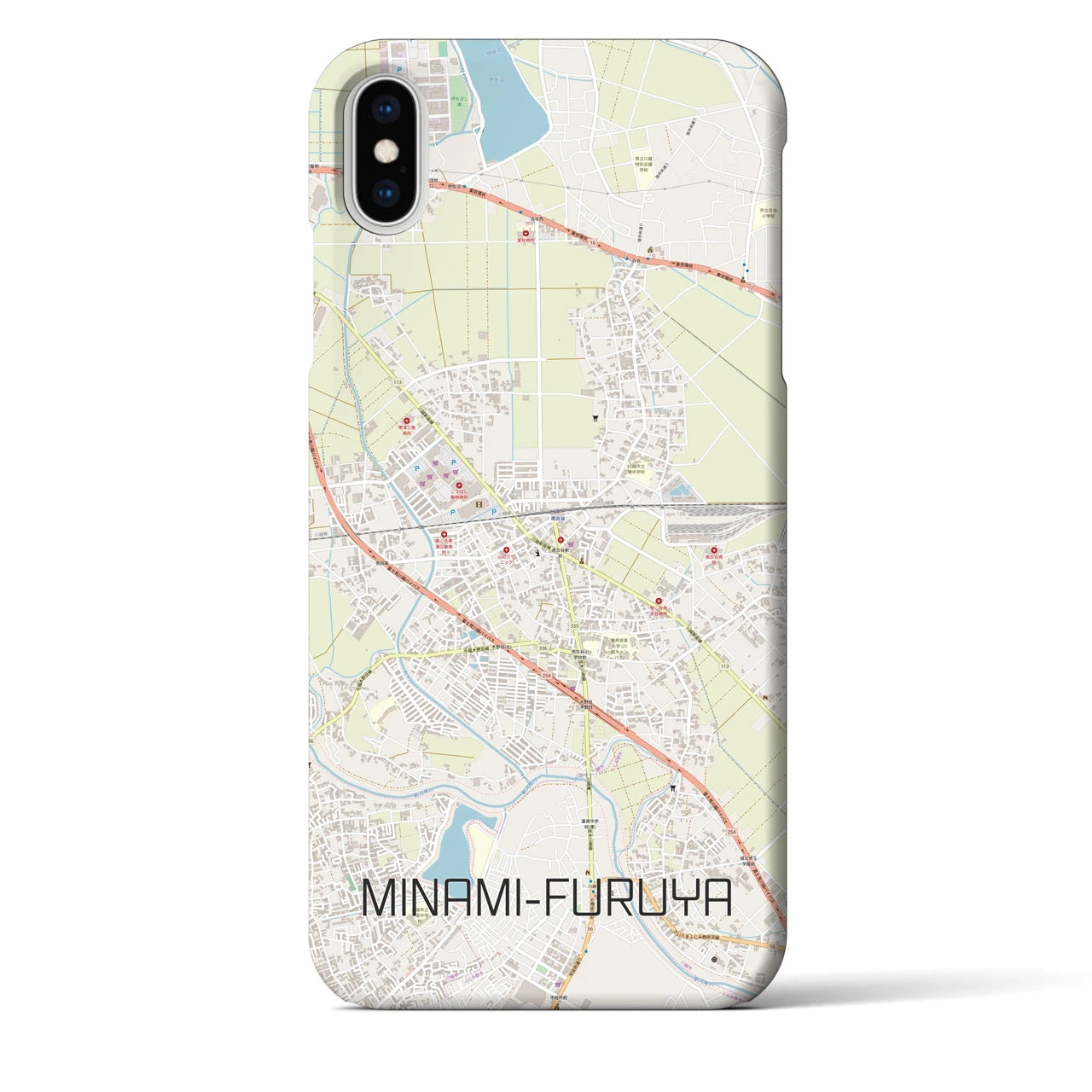 【南古谷】地図柄iPhoneケース（バックカバータイプ・ナチュラル）iPhone XS Max 用