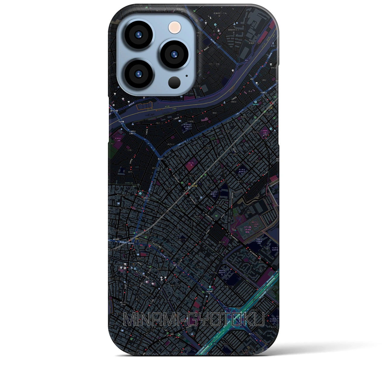 【南行徳】地図柄iPhoneケース（バックカバータイプ・ブラック）iPhone 13 Pro Max 用