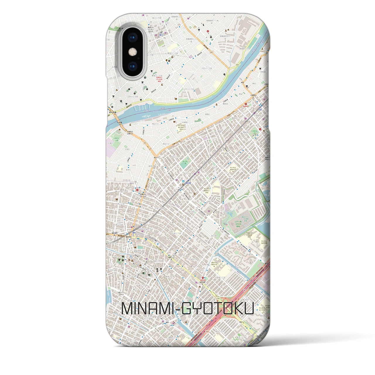 【南行徳】地図柄iPhoneケース（バックカバータイプ・ナチュラル）iPhone XS Max 用