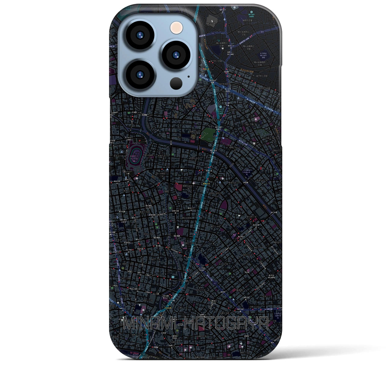 【南鳩ヶ谷】地図柄iPhoneケース（バックカバータイプ・ブラック）iPhone 13 Pro Max 用