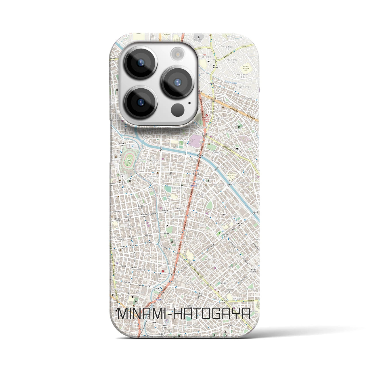 【南鳩ヶ谷】地図柄iPhoneケース（バックカバータイプ・ナチュラル）iPhone 14 Pro 用