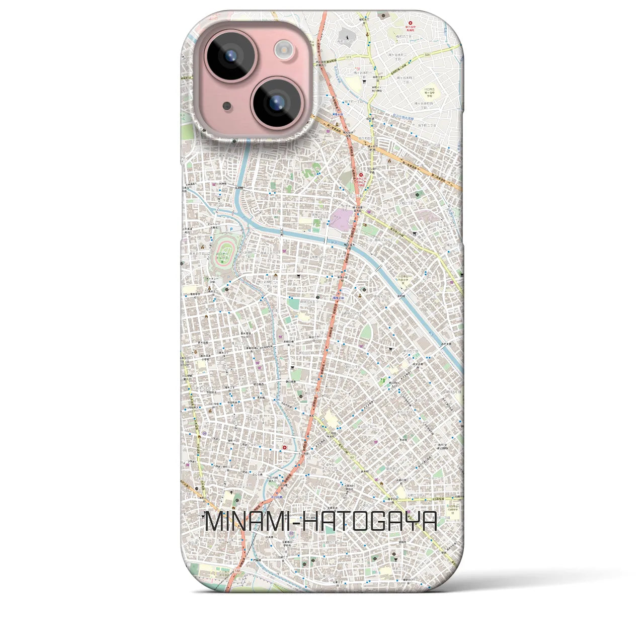 【南鳩ヶ谷】地図柄iPhoneケース（バックカバータイプ・ナチュラル）iPhone 15 Plus 用