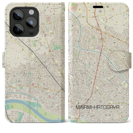 【南鳩ヶ谷】地図柄iPhoneケース（手帳両面タイプ・ナチュラル）iPhone 15 Pro Max 用