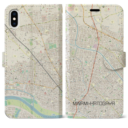 【南鳩ヶ谷（埼玉県）】地図柄iPhoneケース（手帳タイプ）ナチュラル・iPhone XS Max 用