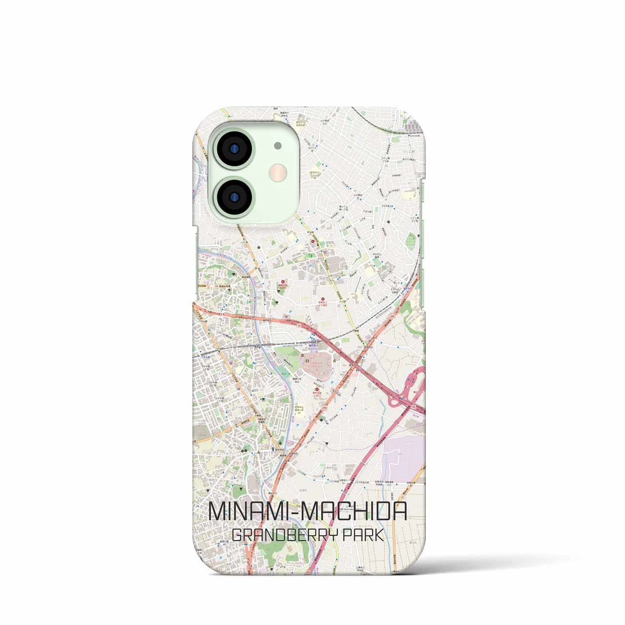 【南町田グランベリーパーク】地図柄iPhoneケース（バックカバータイプ・ナチュラル）iPhone 12 mini 用