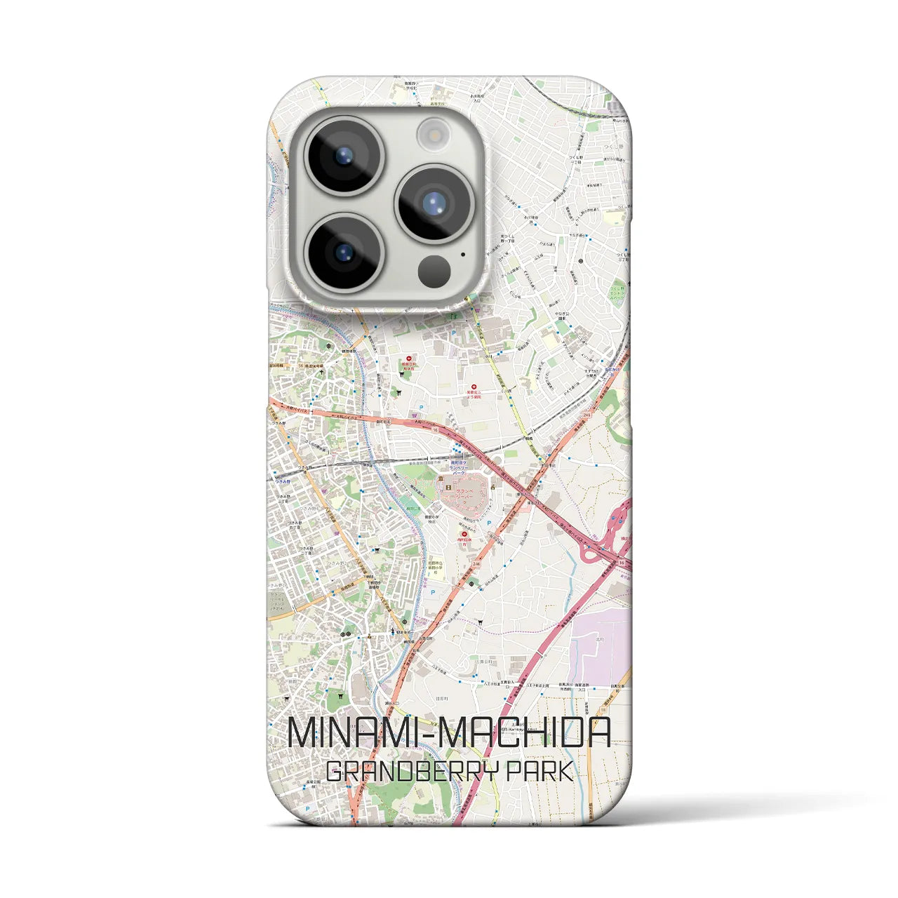 【南町田グランベリーパーク】地図柄iPhoneケース（バックカバータイプ・ナチュラル）iPhone 15 Pro 用