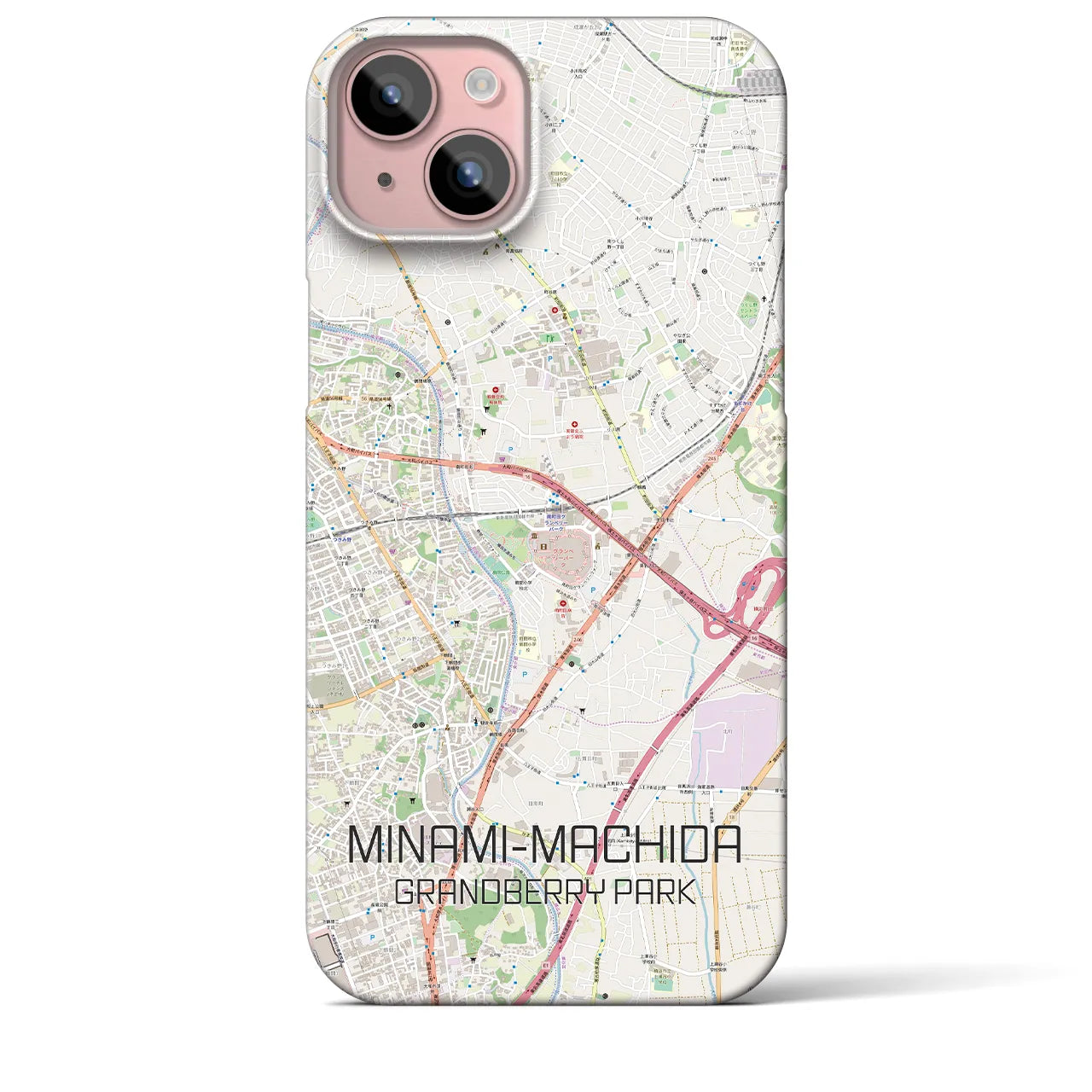 【南町田グランベリーパーク】地図柄iPhoneケース（バックカバータイプ・ナチュラル）iPhone 15 Plus 用