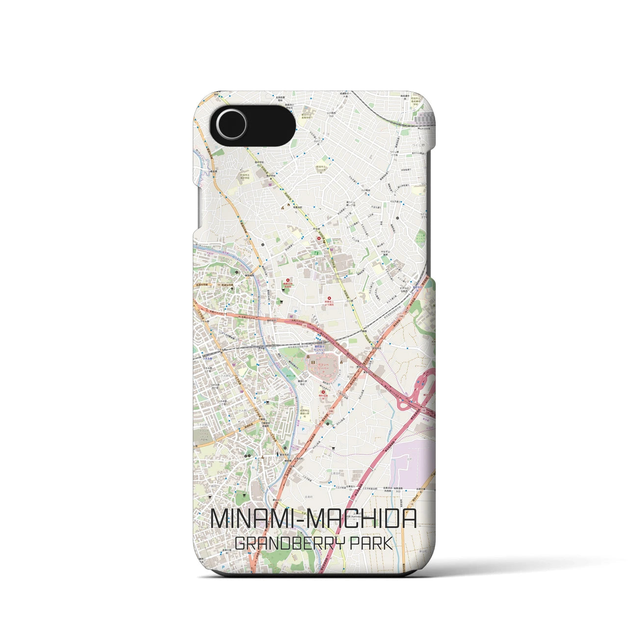 【南町田グランベリーパーク】地図柄iPhoneケース（バックカバータイプ・ナチュラル）iPhone SE（第3 / 第2世代） / 8 / 7 / 6s / 6 用