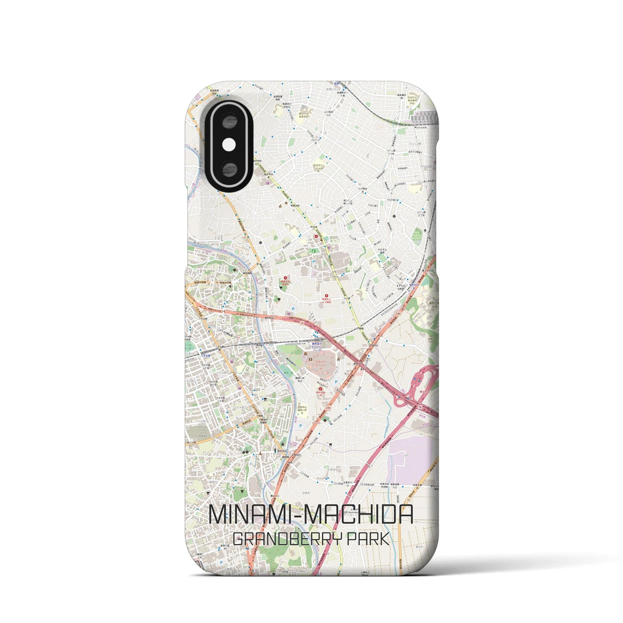【南町田グランベリーパーク】地図柄iPhoneケース（バックカバータイプ・ナチュラル）iPhone XS / X 用