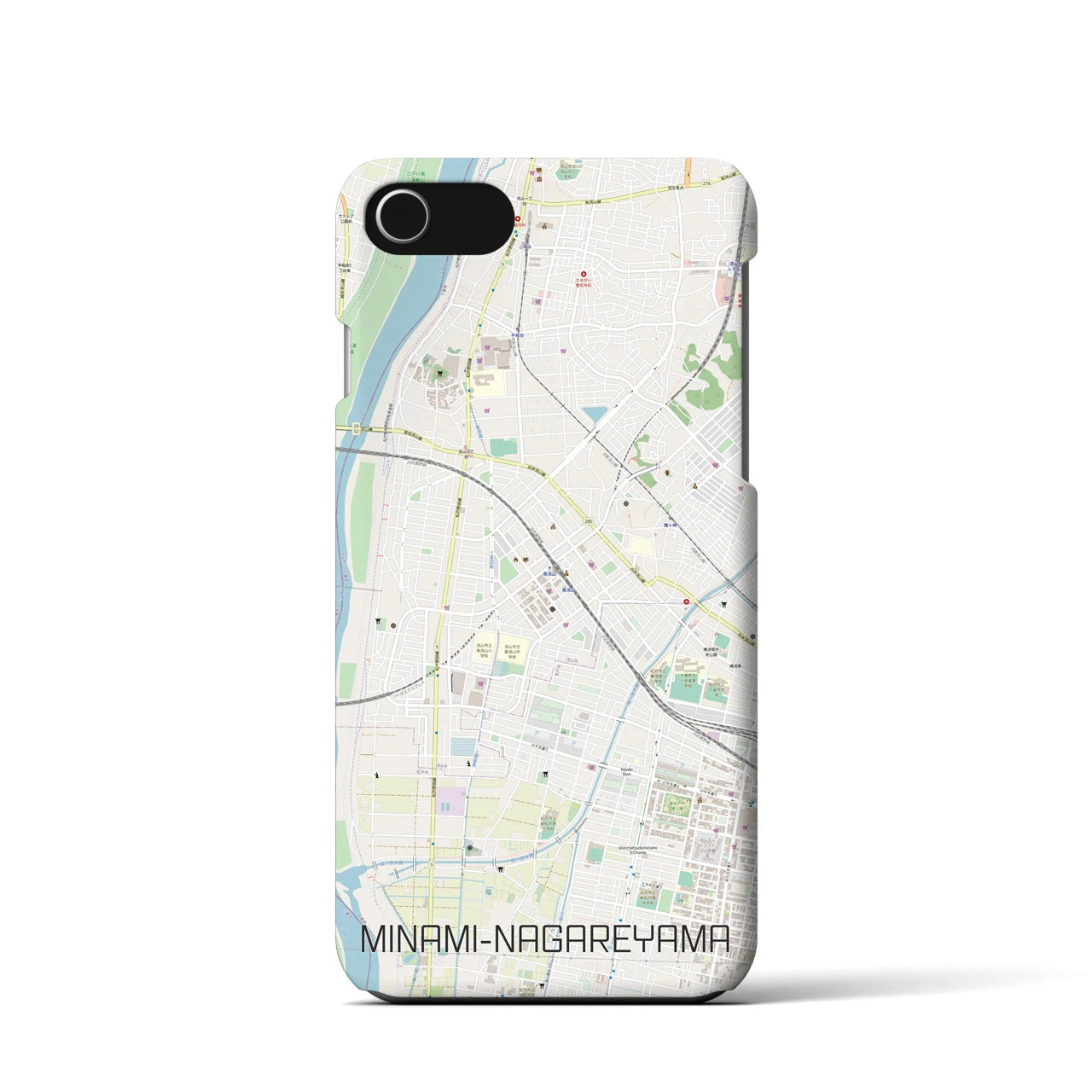 【南流山】地図柄iPhoneケース（バックカバータイプ・ナチュラル）iPhone SE（第3 / 第2世代） / 8 / 7 / 6s / 6 用