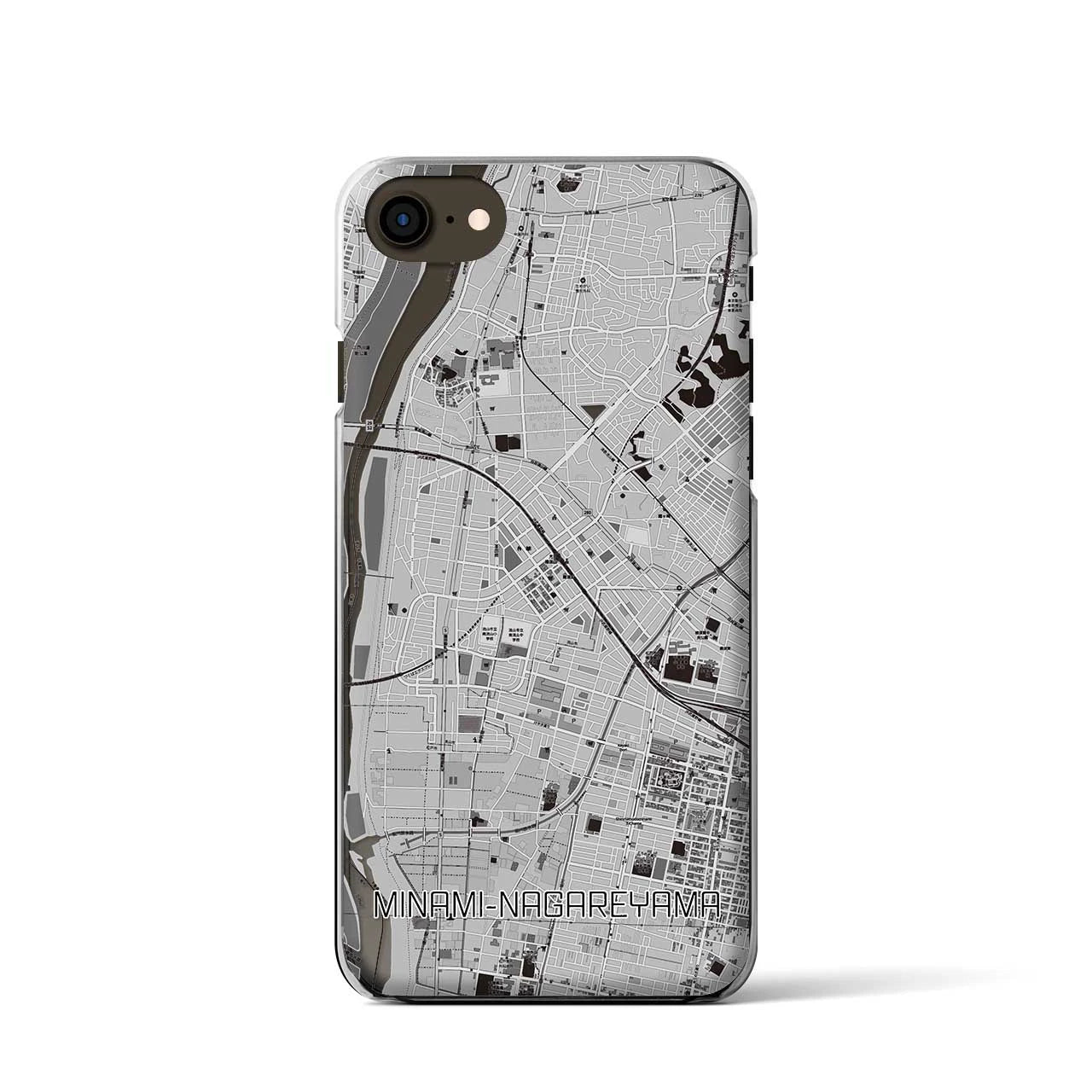 【南流山】地図柄iPhoneケース（クリアタイプ・モノトーン）iPhone SE（第3 / 第2世代） / 8 / 7 / 6s / 6 用