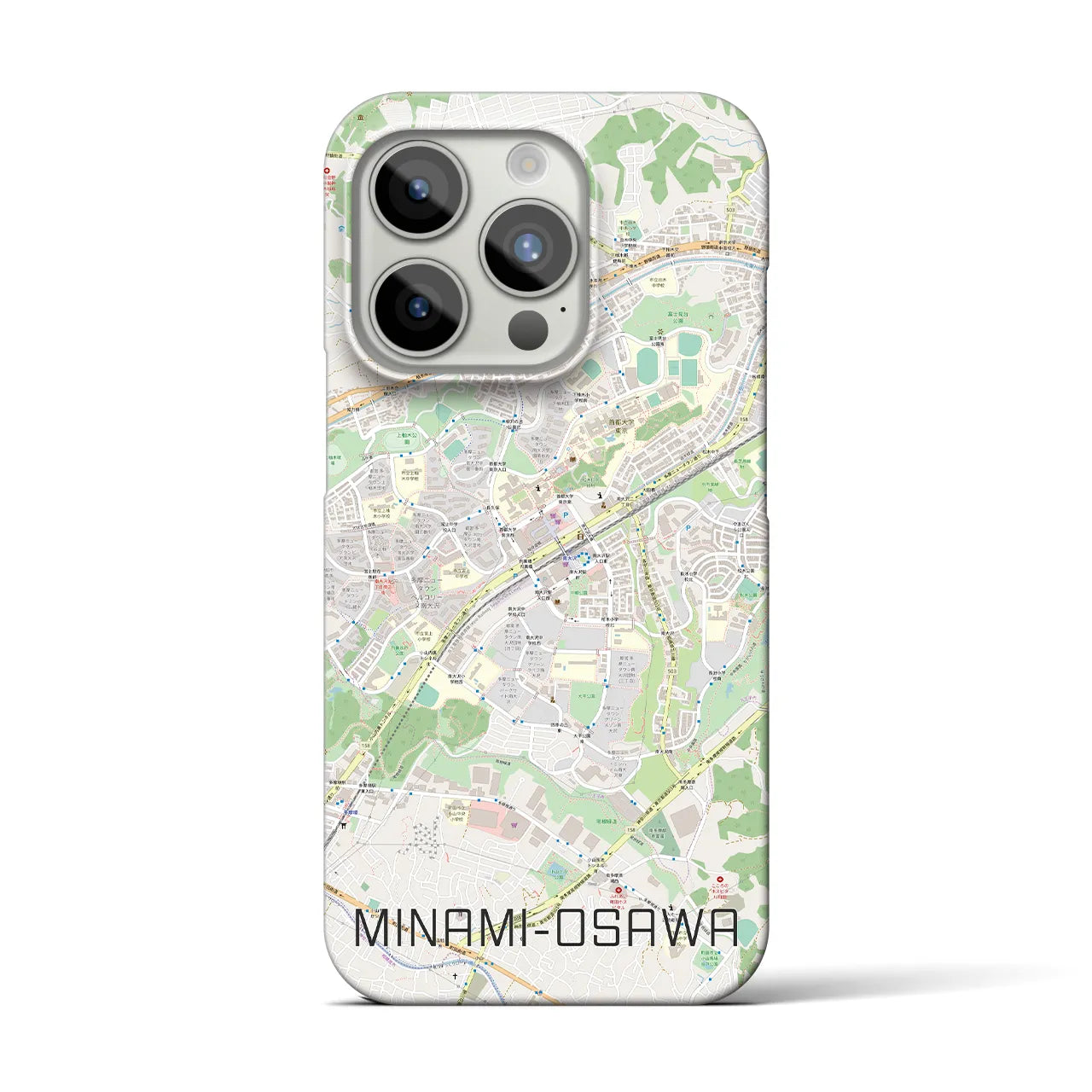 【南大沢】地図柄iPhoneケース（バックカバータイプ・ナチュラル）iPhone 15 Pro 用
