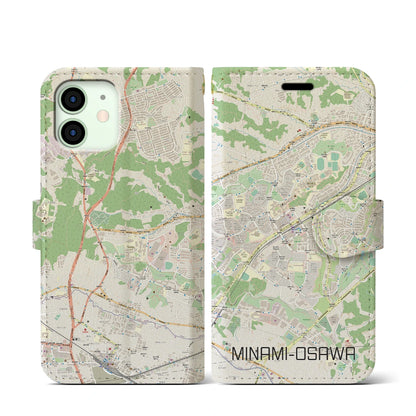 【南大沢】地図柄iPhoneケース（手帳両面タイプ・ナチュラル）iPhone 12 mini 用