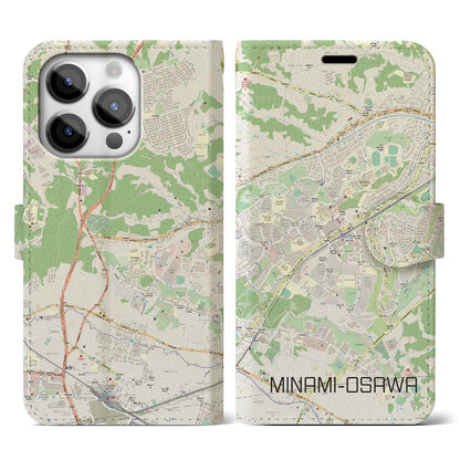 【南大沢】地図柄iPhoneケース（手帳両面タイプ・ナチュラル）iPhone 14 Pro 用