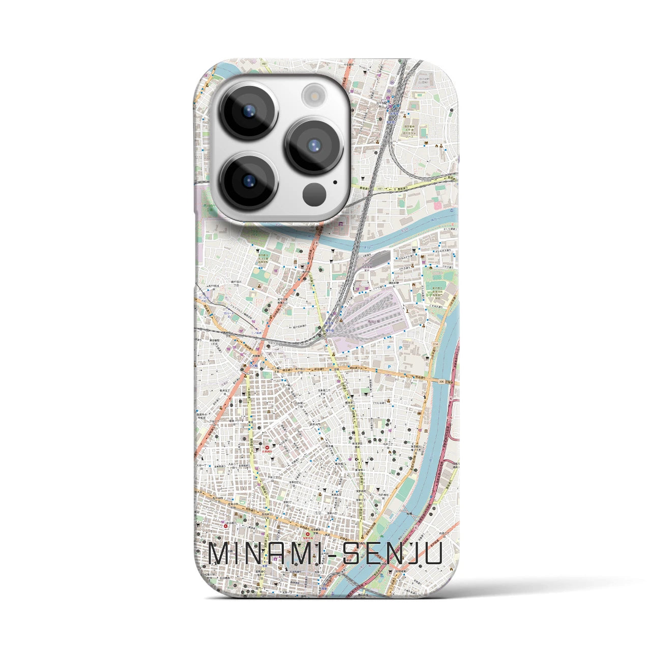 【南千住】地図柄iPhoneケース（バックカバータイプ・ナチュラル）iPhone 14 Pro 用