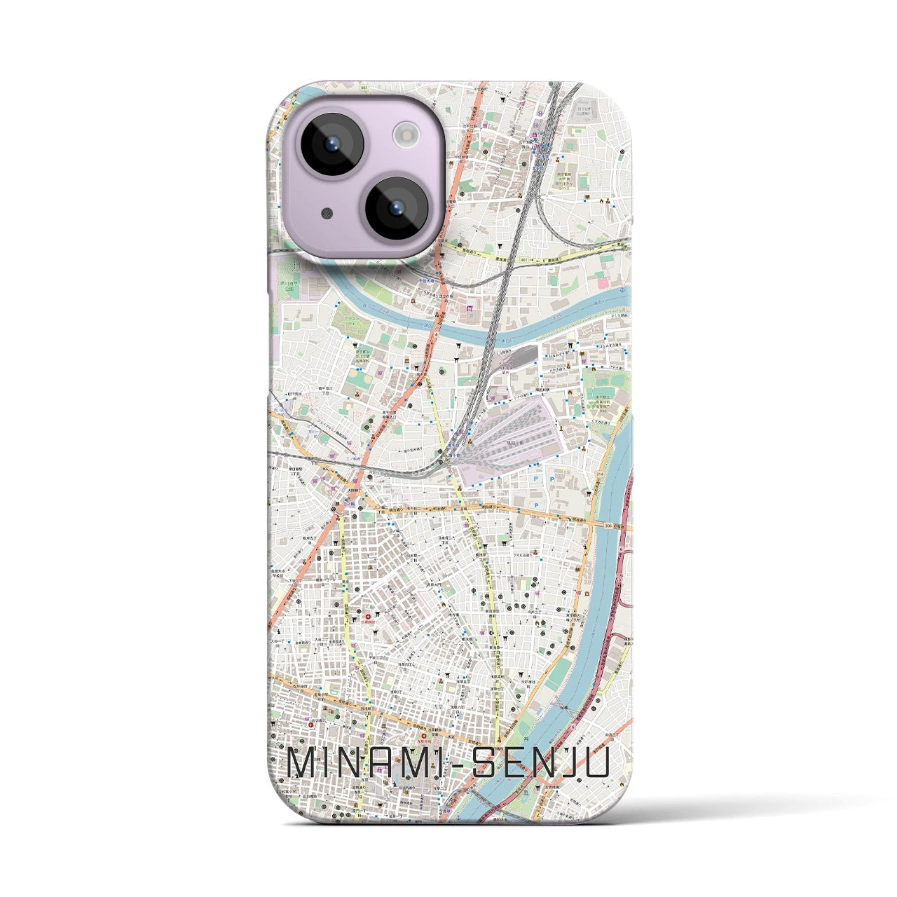 【南千住】地図柄iPhoneケース（バックカバータイプ・ナチュラル）iPhone 14 用