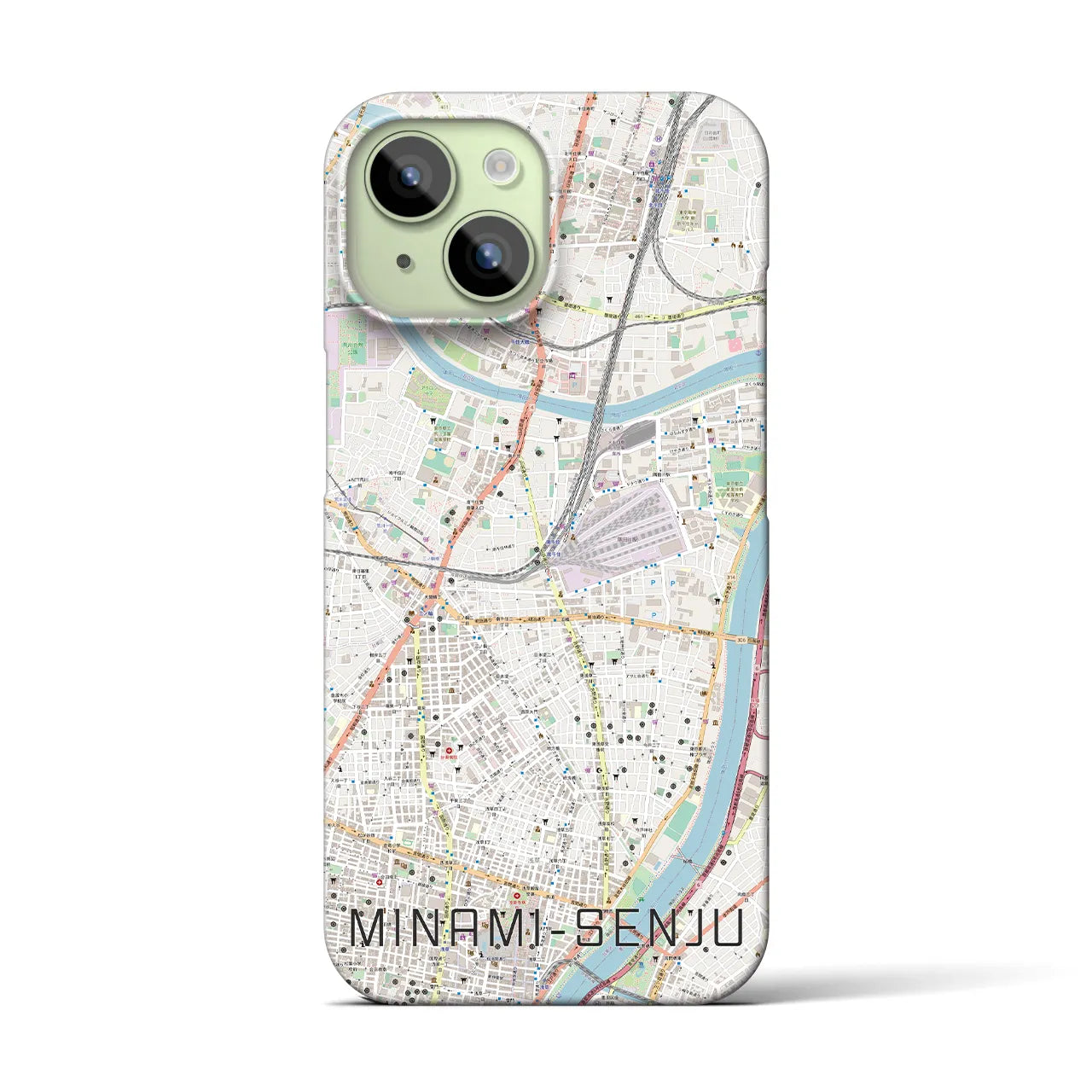 【南千住】地図柄iPhoneケース（バックカバータイプ・ナチュラル）iPhone 15 用