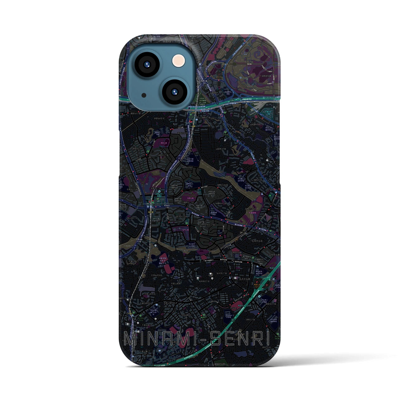 【南千里】地図柄iPhoneケース（バックカバータイプ・ブラック）iPhone 13 用