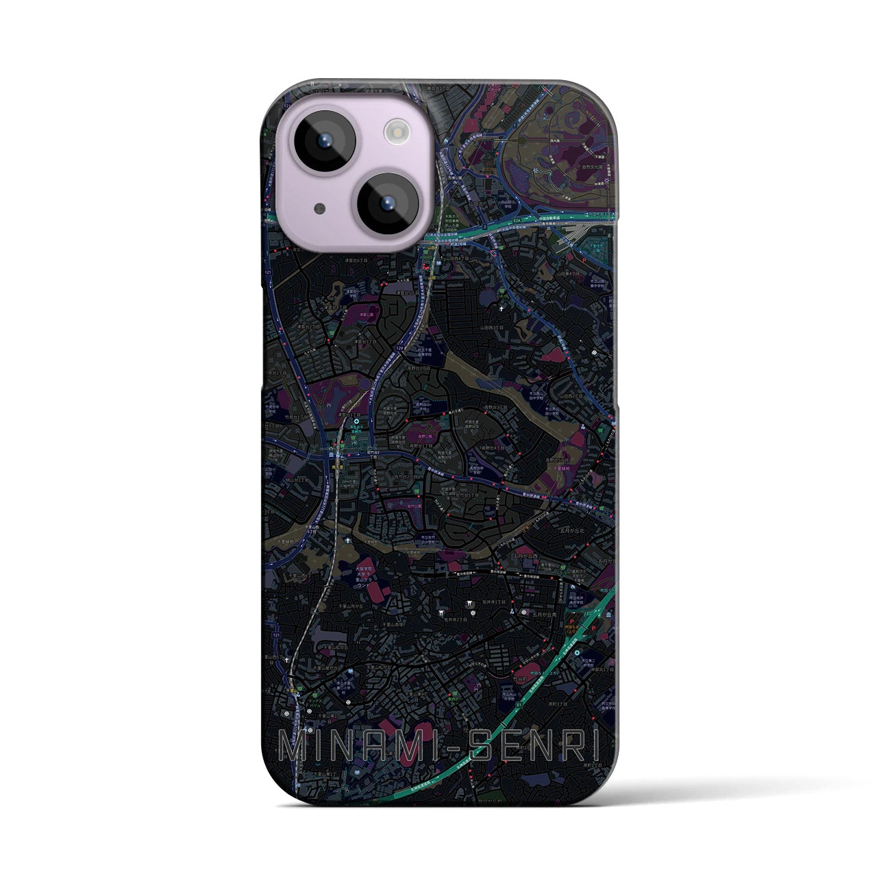 【南千里】地図柄iPhoneケース（バックカバータイプ・ブラック）iPhone 14 用