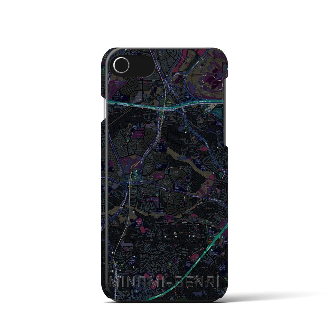 【南千里】地図柄iPhoneケース（バックカバータイプ・ブラック）iPhone SE（第3 / 第2世代） / 8 / 7 / 6s / 6 用