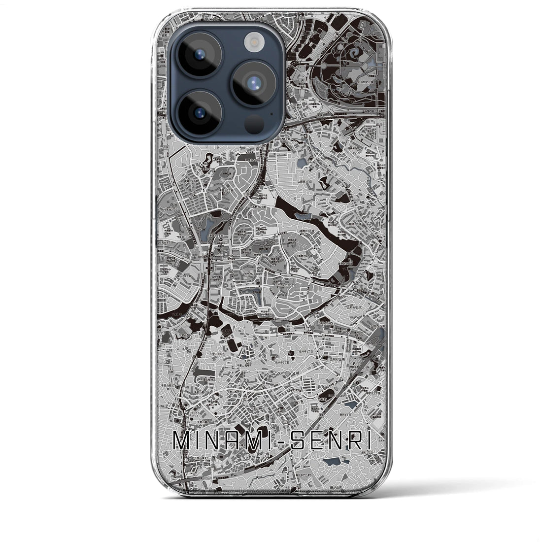 【南千里】地図柄iPhoneケース（クリアタイプ・モノトーン）iPhone 15 Pro Max 用