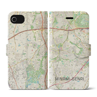 【南千里（大阪府）】地図柄iPhoneケース（手帳タイプ）ナチュラル・iPhone SE（第3 / 第2世代） / 8 / 7 / 6s / 6 用