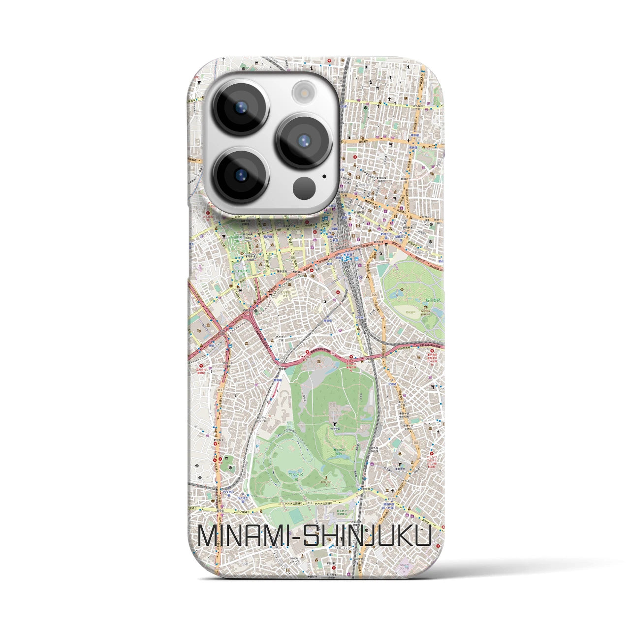【南新宿】地図柄iPhoneケース（バックカバータイプ・ナチュラル）iPhone 14 Pro 用