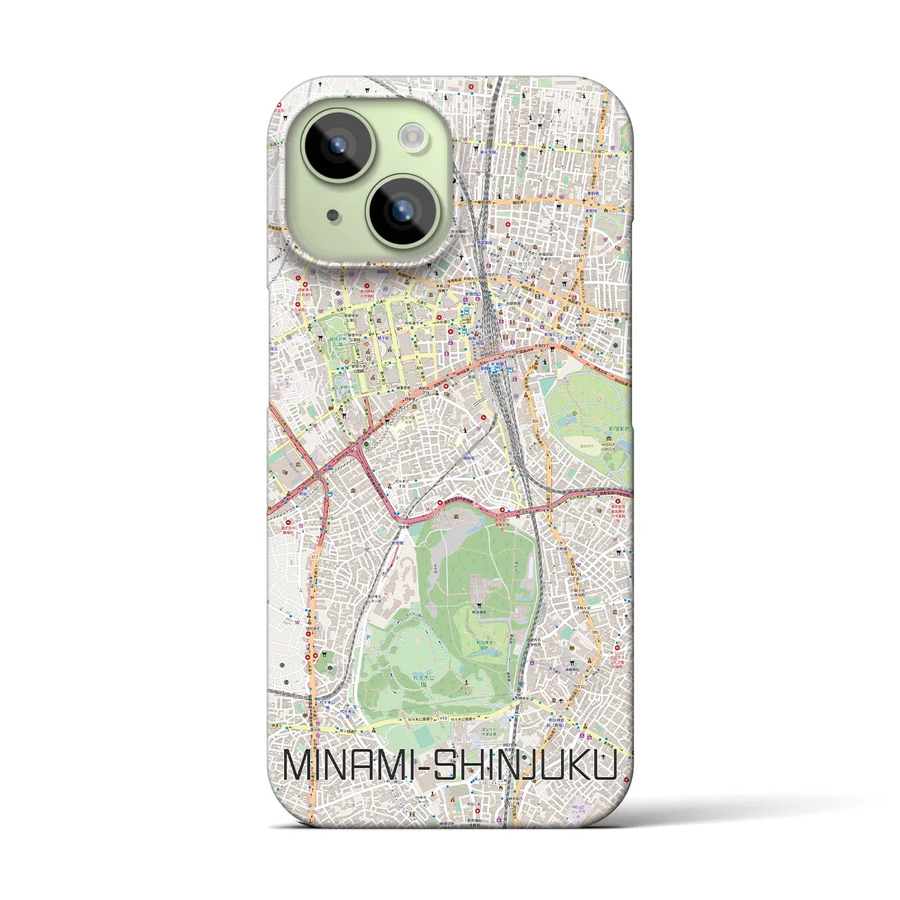 【南新宿】地図柄iPhoneケース（バックカバータイプ・ナチュラル）iPhone 15 用