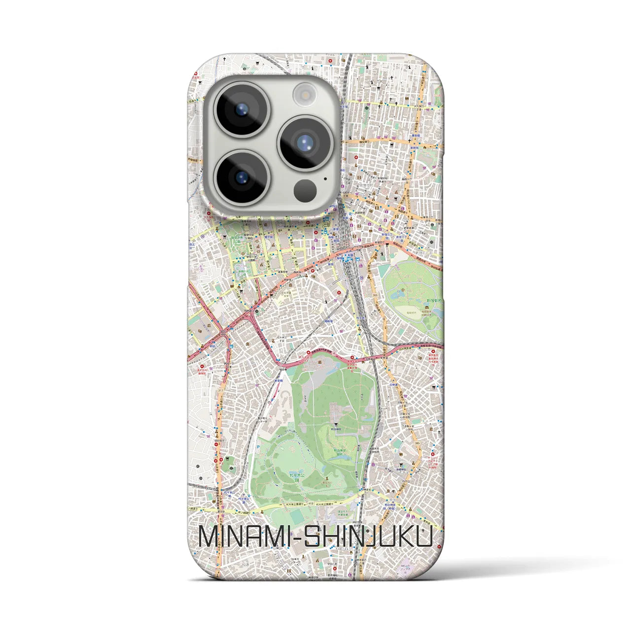 【南新宿】地図柄iPhoneケース（バックカバータイプ・ナチュラル）iPhone 15 Pro 用