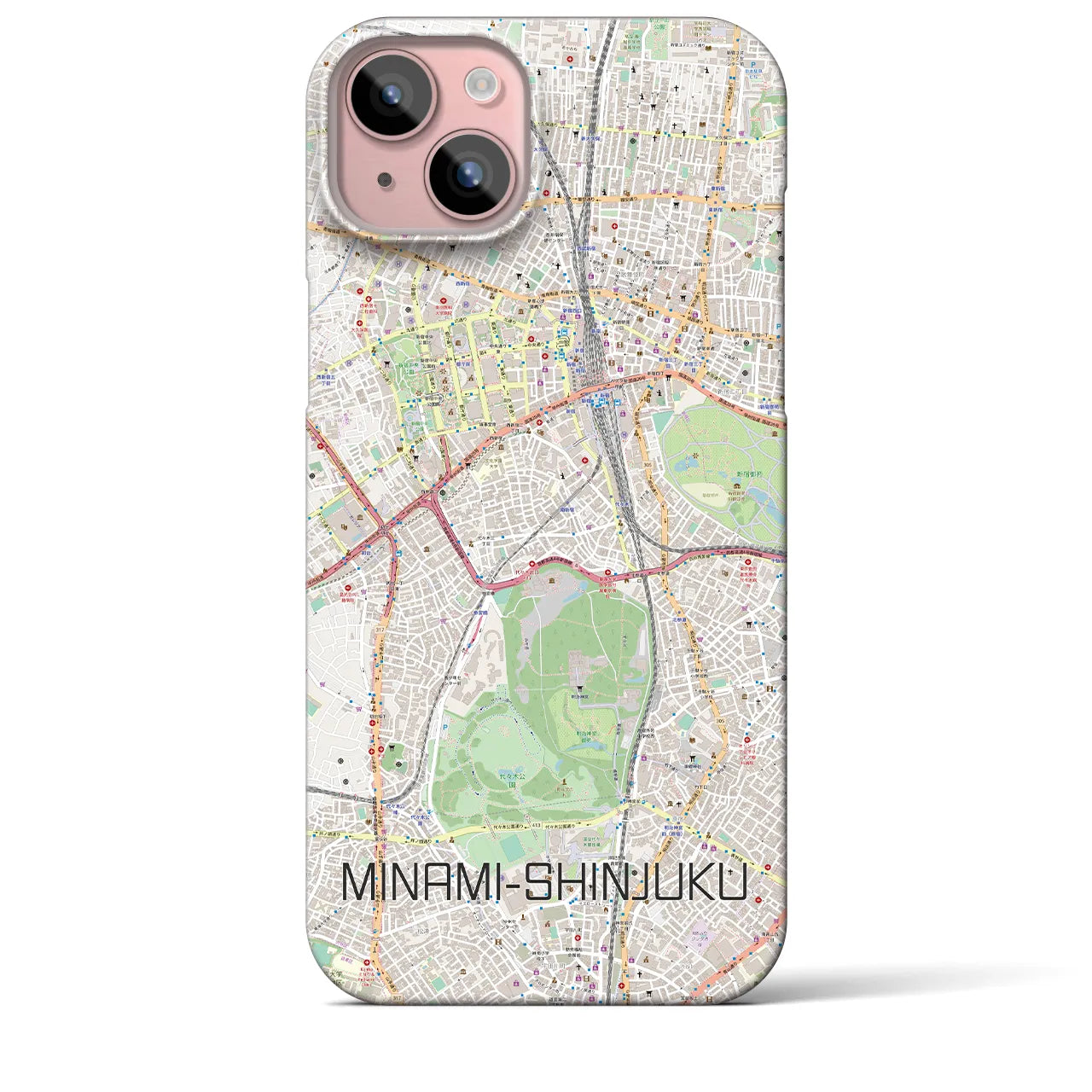 【南新宿】地図柄iPhoneケース（バックカバータイプ・ナチュラル）iPhone 15 Plus 用