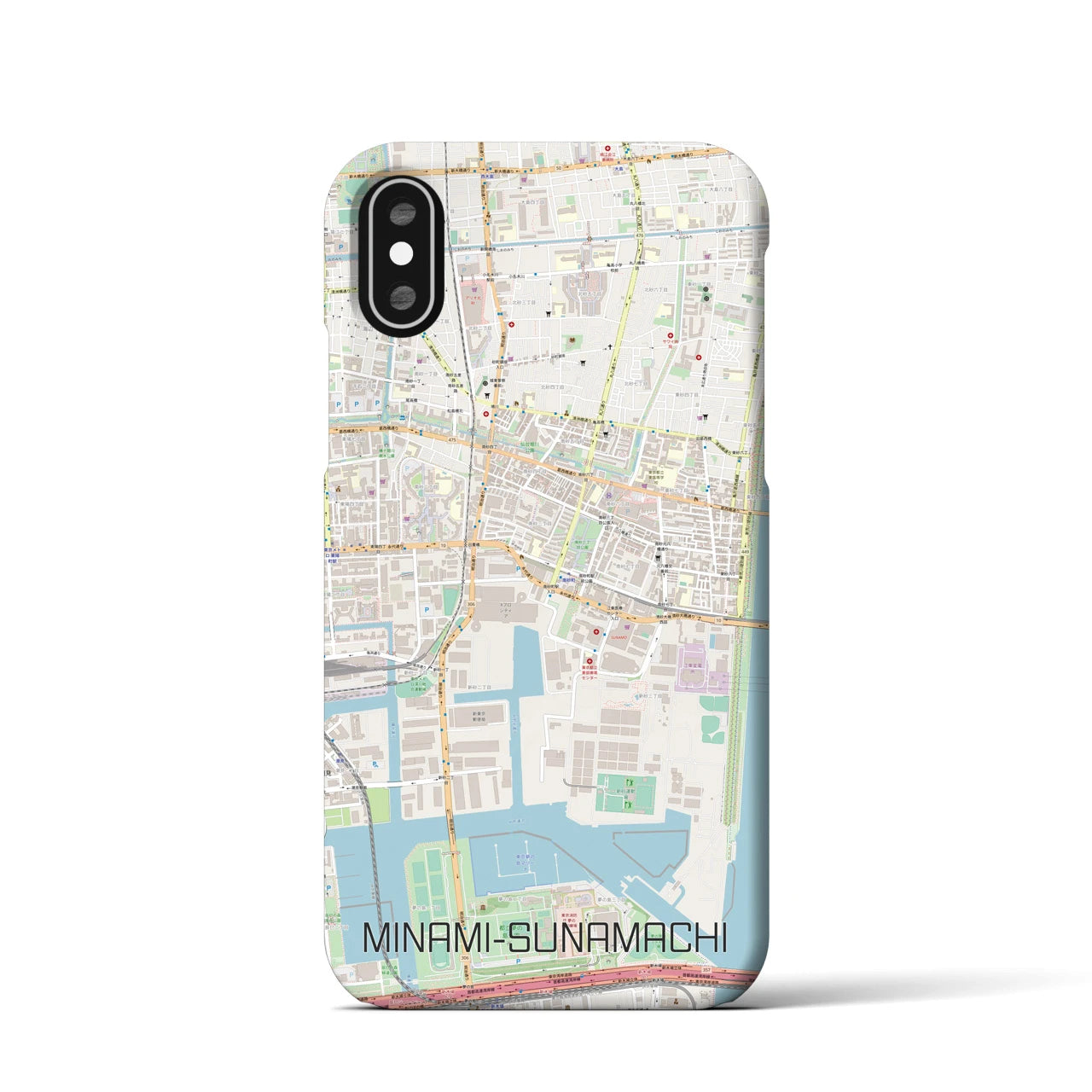 【南砂町】地図柄iPhoneケース（バックカバータイプ・ナチュラル）iPhone XS / X 用