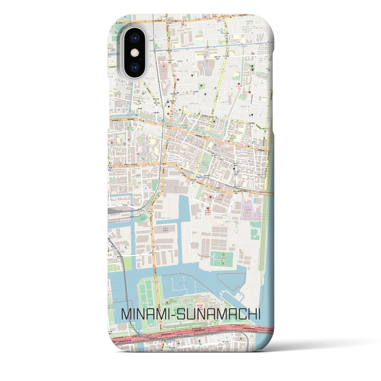 【南砂町】地図柄iPhoneケース（バックカバータイプ・ナチュラル）iPhone XS Max 用