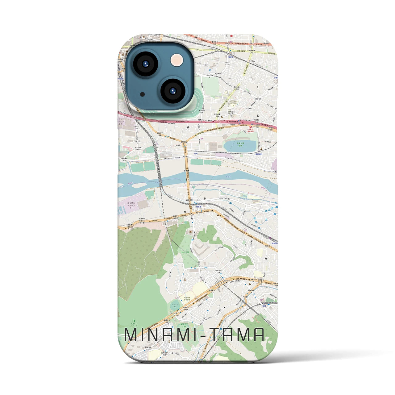 【南多摩】地図柄iPhoneケース（バックカバータイプ・ナチュラル）iPhone 13 用