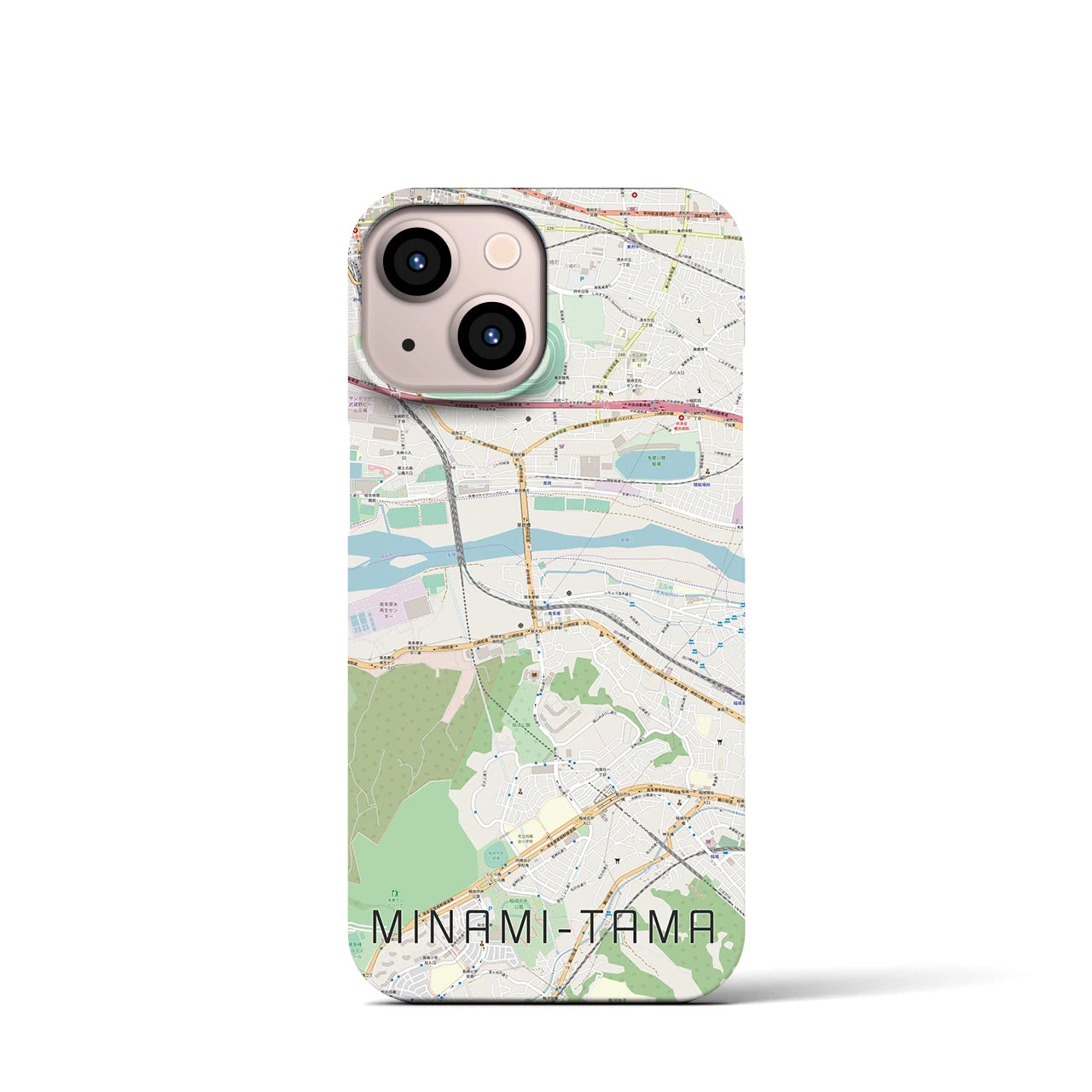 【南多摩】地図柄iPhoneケース（バックカバータイプ・ナチュラル）iPhone 13 mini 用