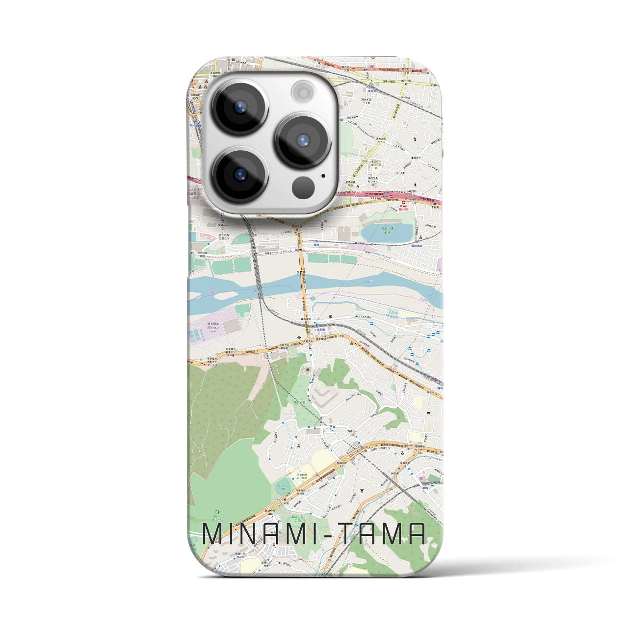 【南多摩】地図柄iPhoneケース（バックカバータイプ・ナチュラル）iPhone 14 Pro 用
