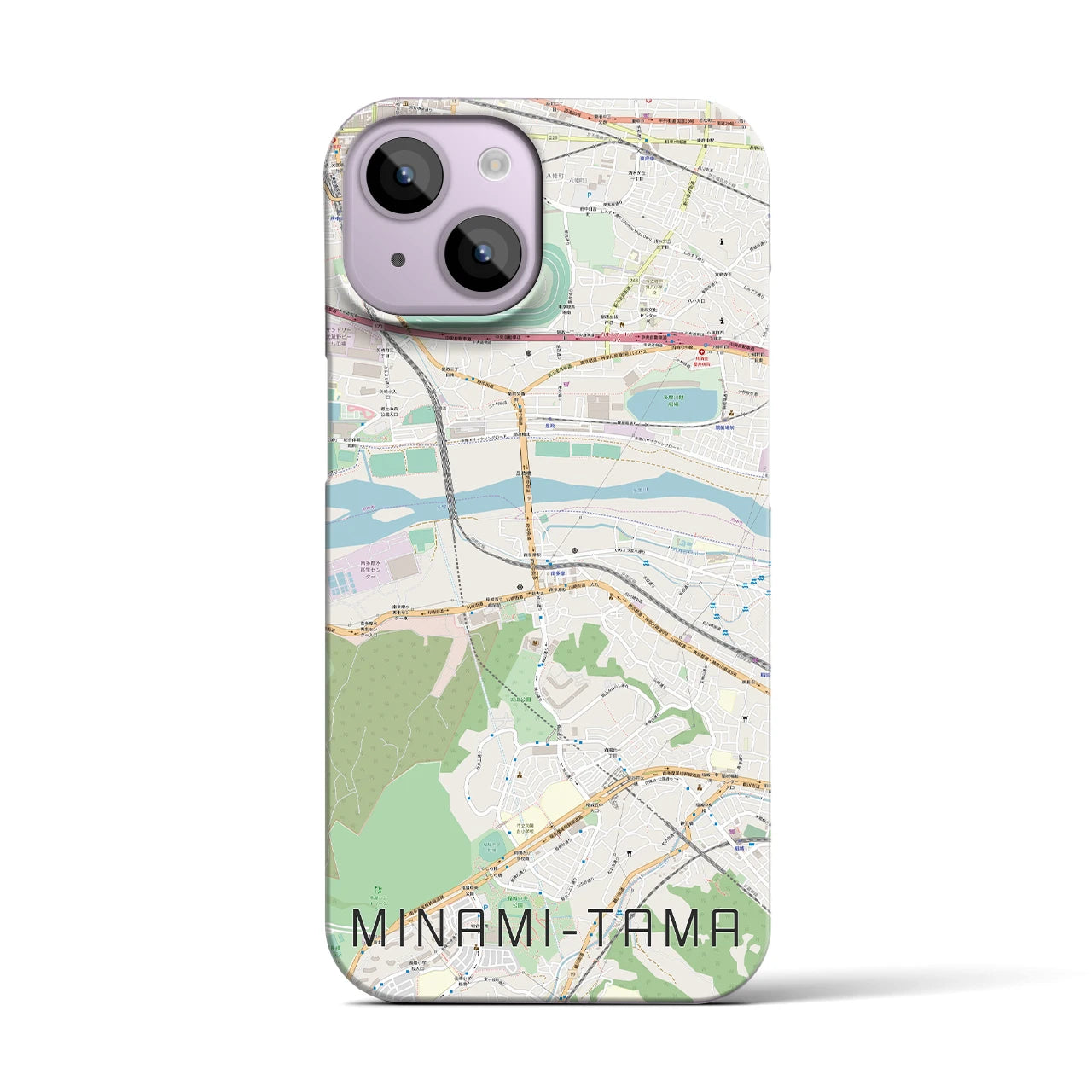 【南多摩】地図柄iPhoneケース（バックカバータイプ・ナチュラル）iPhone 14 用
