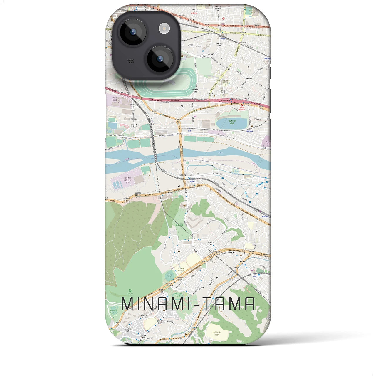 【南多摩】地図柄iPhoneケース（バックカバータイプ・ナチュラル）iPhone 14 Plus 用