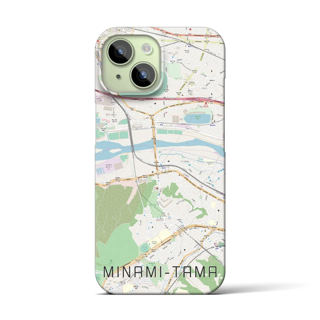 【南多摩】地図柄iPhoneケース（バックカバータイプ・ナチュラル）iPhone 15 用