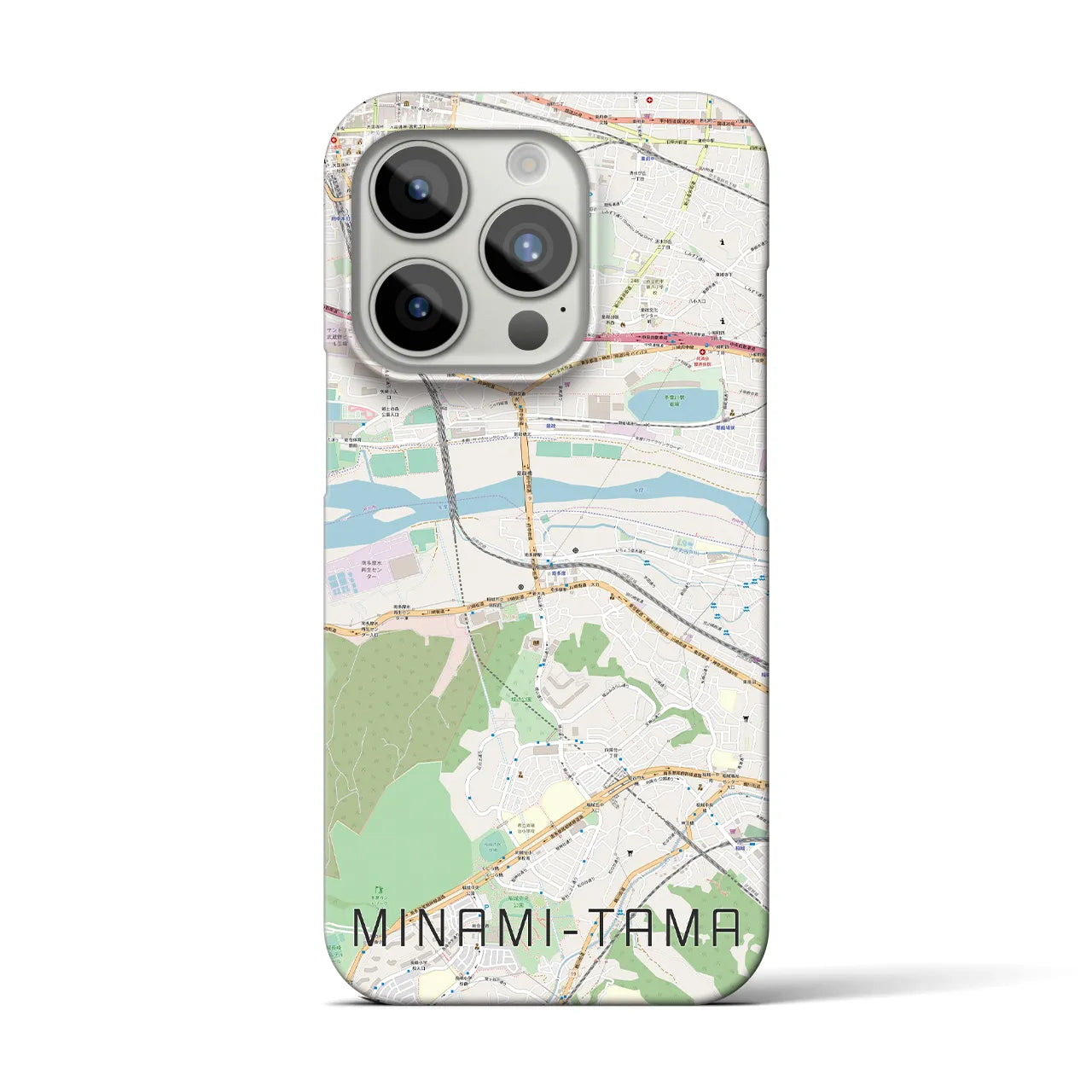 【南多摩】地図柄iPhoneケース（バックカバータイプ・ナチュラル）iPhone 15 Pro 用