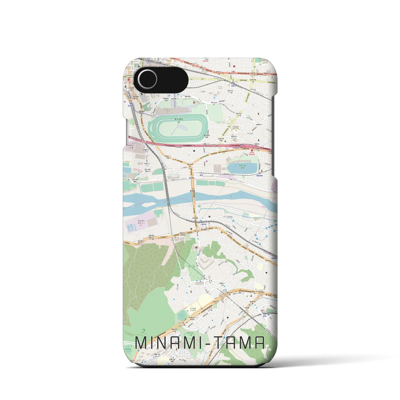 【南多摩】地図柄iPhoneケース（バックカバータイプ・ナチュラル）iPhone SE（第3 / 第2世代） / 8 / 7 / 6s / 6 用