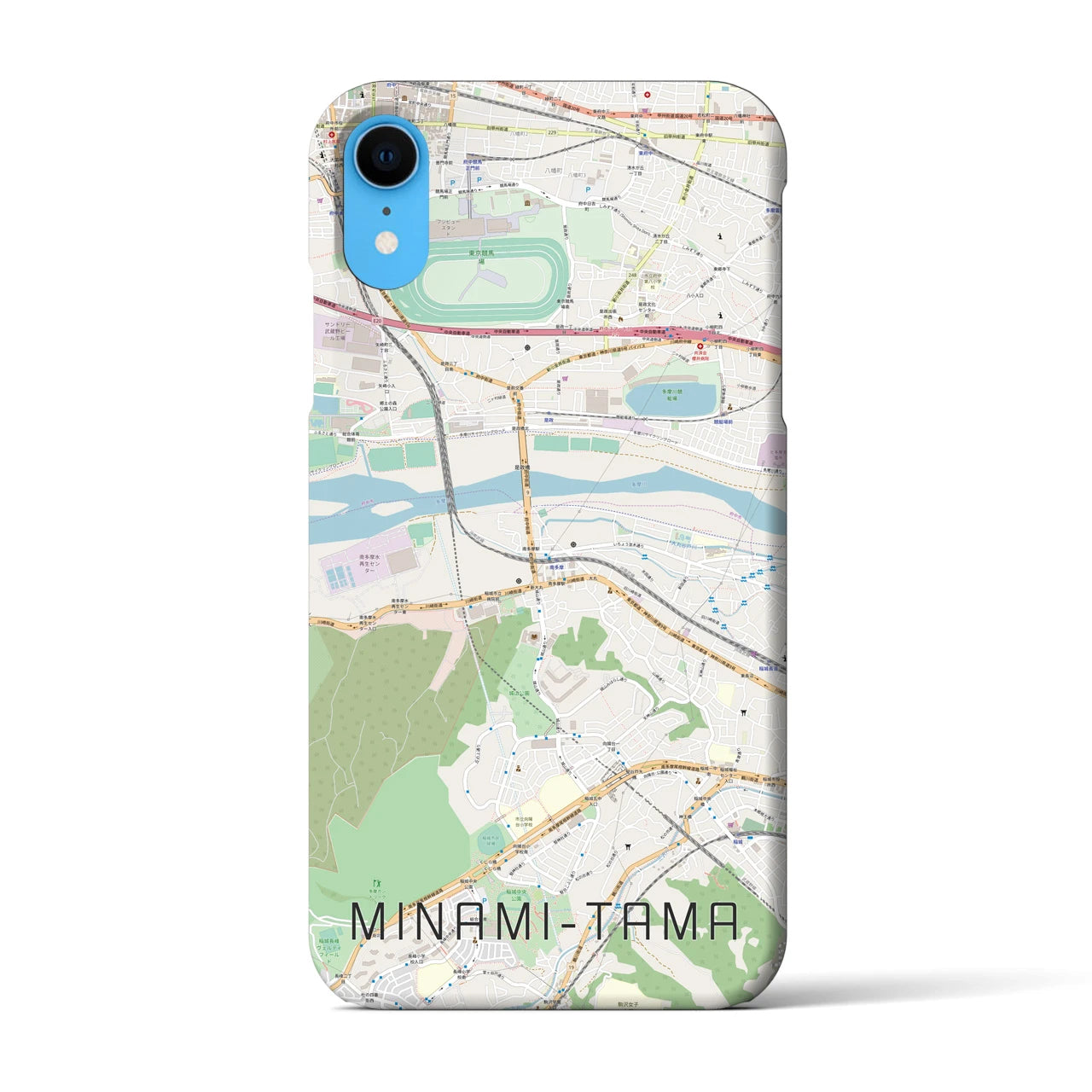 【南多摩】地図柄iPhoneケース（バックカバータイプ・ナチュラル）iPhone XR 用