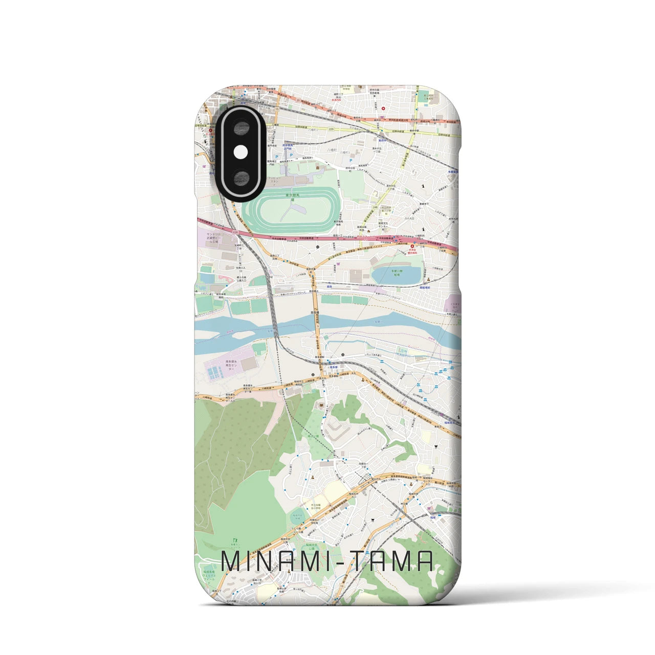 【南多摩】地図柄iPhoneケース（バックカバータイプ・ナチュラル）iPhone XS / X 用