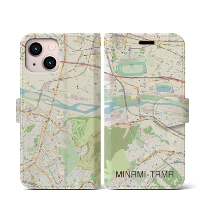 【南多摩】地図柄iPhoneケース（手帳両面タイプ・ナチュラル）iPhone 13 mini 用