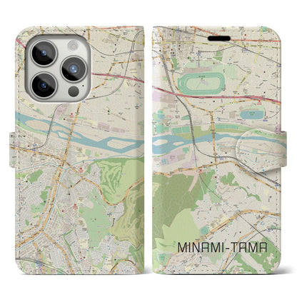 【南多摩】地図柄iPhoneケース（手帳両面タイプ・ナチュラル）iPhone 15 Pro 用
