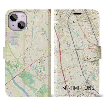【南与野】地図柄iPhoneケース（手帳両面タイプ・ナチュラル）iPhone 14 用
