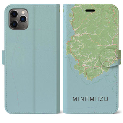 【南伊豆（静岡県）】地図柄iPhoneケース（手帳タイプ）ナチュラル・iPhone 11 Pro Max 用