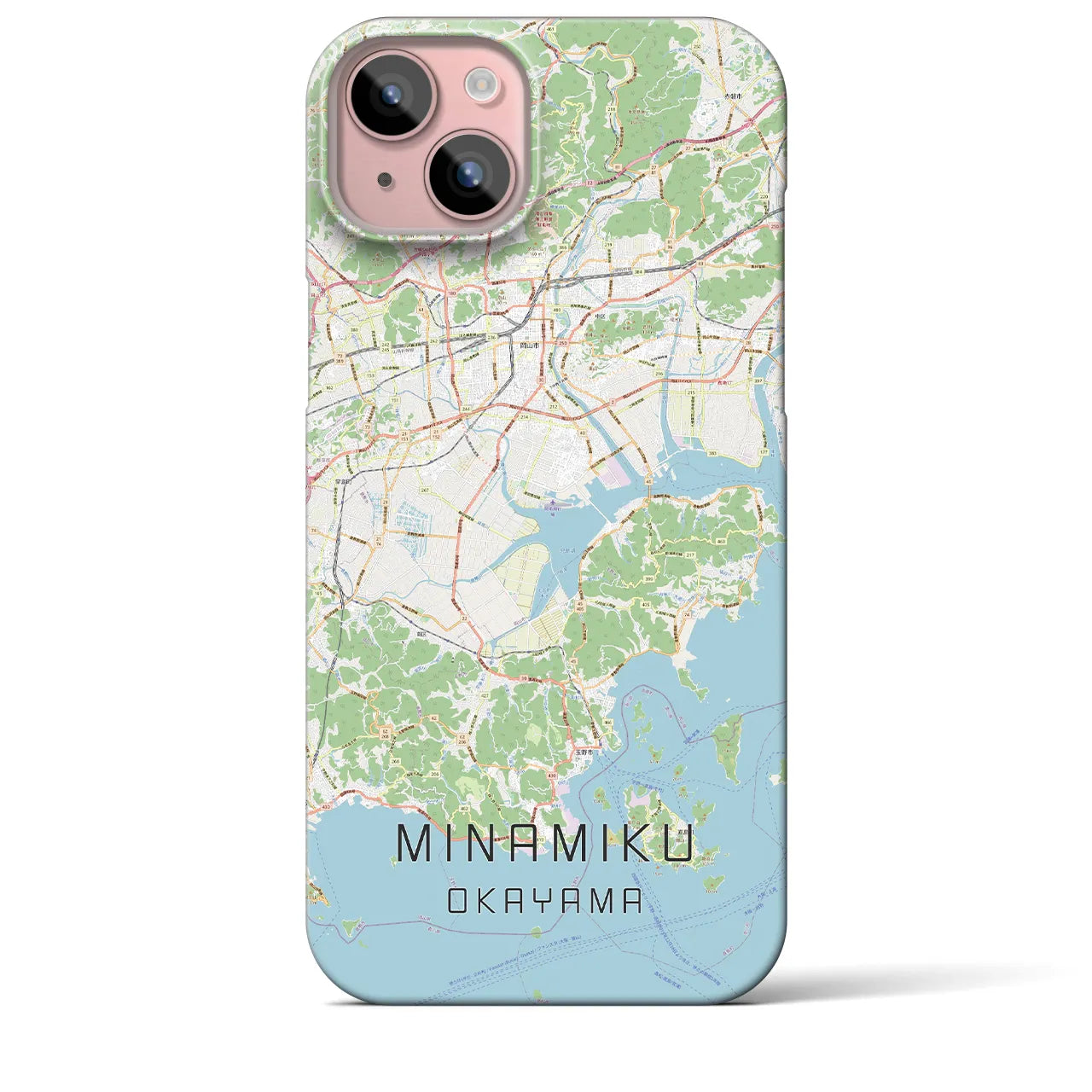 【南区（岡山市）】地図柄iPhoneケース（バックカバータイプ・ナチュラル）iPhone 15 Plus 用