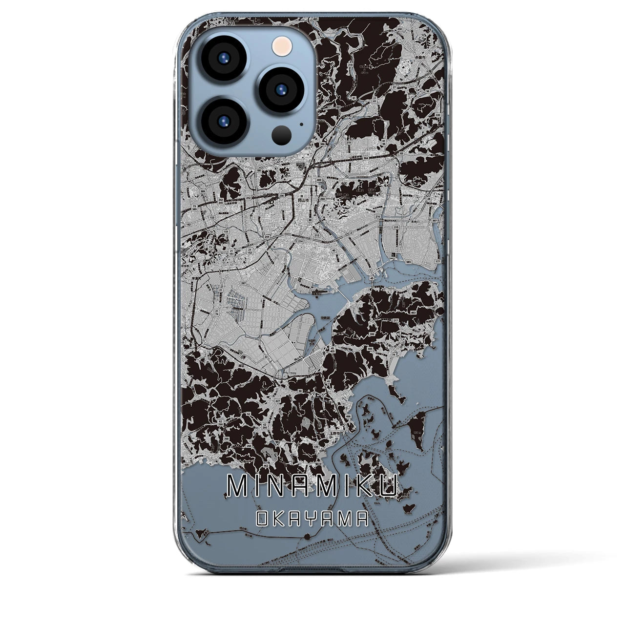 【南区（岡山市）】地図柄iPhoneケース（クリアタイプ・モノトーン）iPhone 13 Pro Max 用