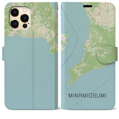【南大隅（鹿児島県）】地図柄iPhoneケース（手帳タイプ）ナチュラル・iPhone 12 Pro Max 用