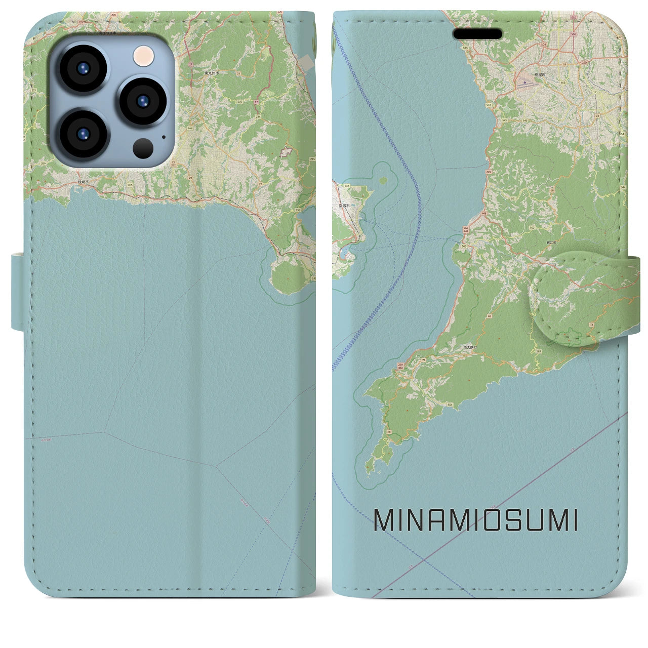 【南大隅】地図柄iPhoneケース（手帳両面タイプ・ナチュラル）iPhone 13 Pro Max 用